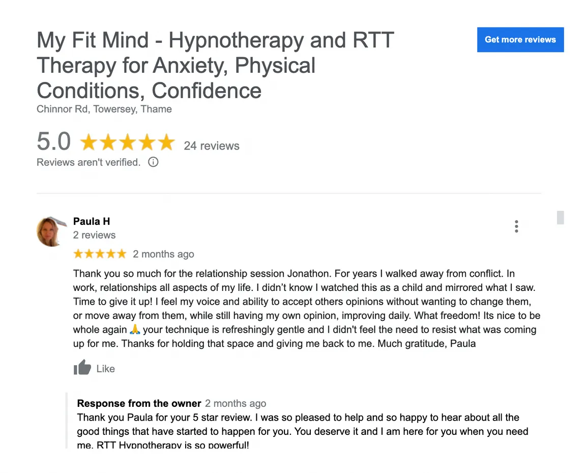 RTT reviews for Jonathan Butler, My Fit Minds